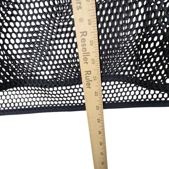 AKRIS Top Womens 8 Black Grid Shirt Mesh Fishnet High Neck Poncho Top Designer - Picture 8 of 12